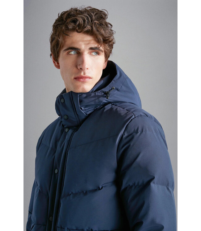 Paul & Shark Winter Parka Jas met Afneembare Capuchon, Re-Goose Dons Voering, Donkerblauw