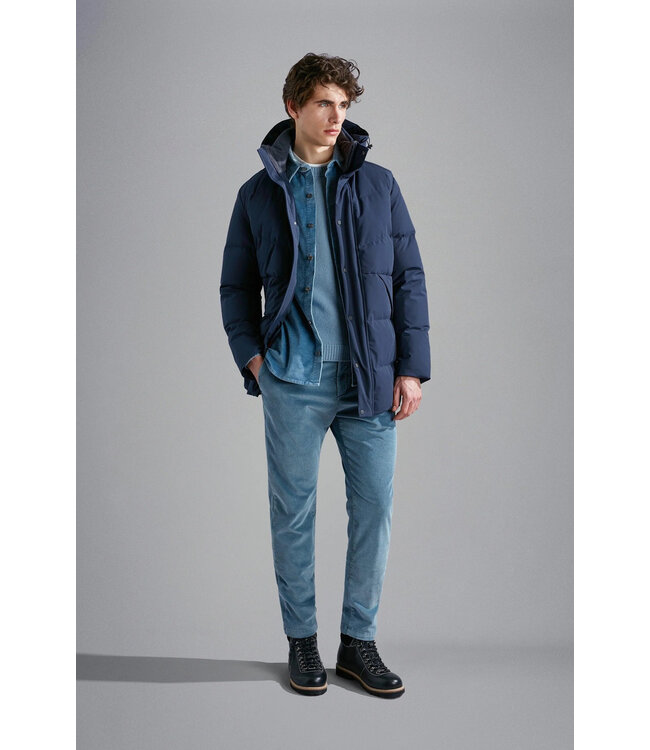 Paul & Shark Winter Parka Jas met Afneembare Capuchon, Re-Goose Dons Voering, Donkerblauw