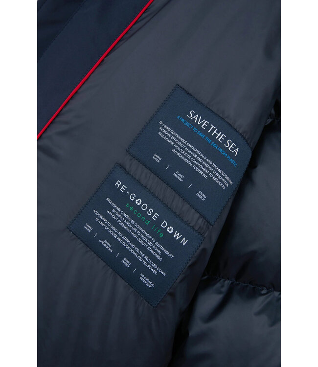 Paul & Shark Winter Parka Jas met Afneembare Capuchon, Re-Goose Dons Voering, Donkerblauw