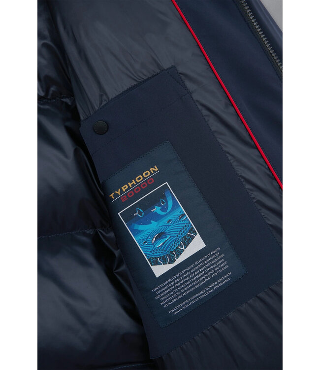 Paul & Shark Winter Parka Jas met Afneembare Capuchon, Re-Goose Dons Voering, Donkerblauw