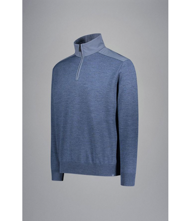 Paul & Shark Trui, Half-Zip, Typhoon RE-4x4 Stretch, Schouder Patches, Jeansblauw