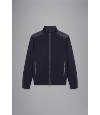 Paul & Shark Paul & Shark, Vest met Rits, Wol, Donkerblauw, Denim Patches