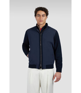 Paul & Shark Paul & Shark, Vest met Rits, Wol, Typhoon Re-4x4 Stretch Front met Suede Details, Donkerblauw