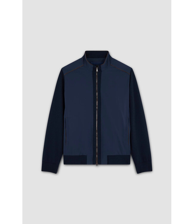 Paul & Shark Vest met Rits, Wol, Typhoon Re-4x4 Stretch Front met Suede Details, Donkerblauw