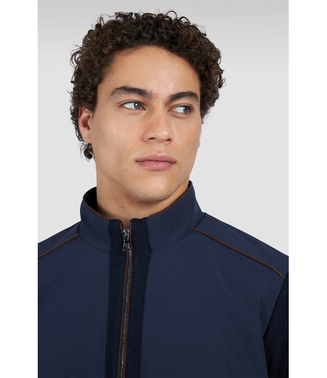 Paul & Shark Vest met Rits, Wol, Typhoon Re-4x4 Stretch Front met Suede Details, Donkerblauw