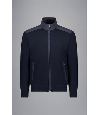 Paul & Shark Paul & Shark, Vest met Rits, Wol, Typhoon RE-4x4 Stretch, Schouder Patches, Donkerblauw