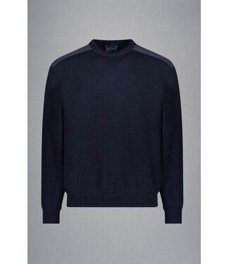 Paul & Shark Paul & Shark, Trui,  Ronde-Hals, Typhoon RE-4x4 Stretch, Schouder Patches, Donkerblauw