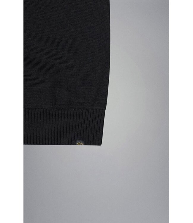 Paul & Shark Trui,  Ronde-Hals, Typhoon RE-4x4 Stretch, Schouder Patches, Donkerblauw