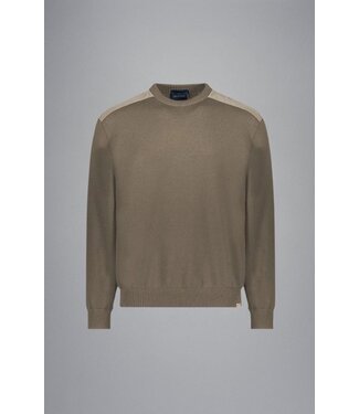 Paul & Shark Paul & Shark, Trui,  Ronde-Hals, Typhoon RE-4x4 Stretch, Schouder Patches, Beige