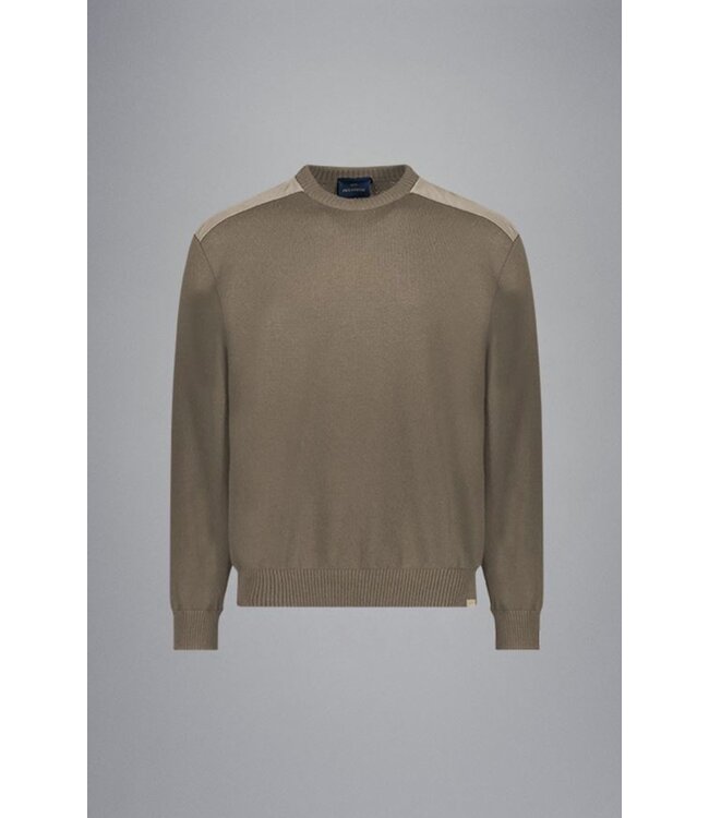 Paul & Shark Trui,  Ronde-Hals, Typhoon RE-4x4 Stretch, Schouder Patches, Beige