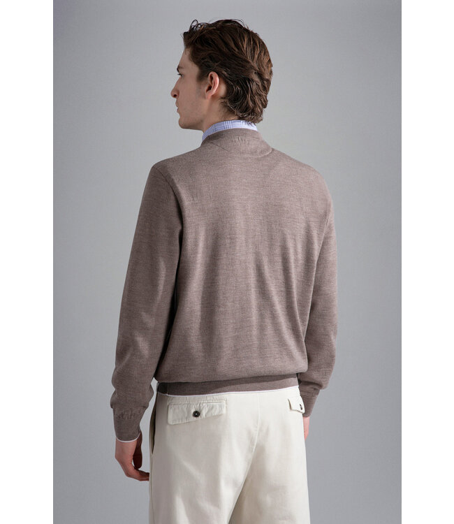 Paul & Shark Trui, Ronde Hals, 4-Seizoenen, Merino Wol, Riviera Line, Beige