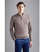 Paul & Shark Trui, Half-Zip, Wol, Beige met Off-White Contrast