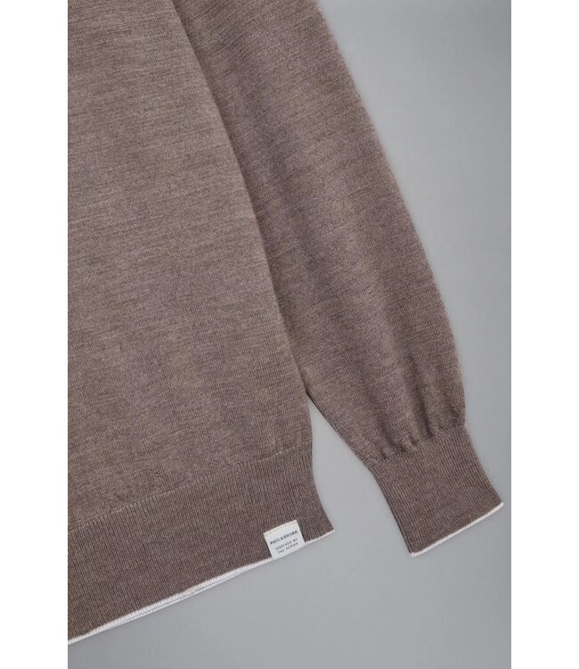 Paul & Shark Trui, Half-Zip, Wol, Beige met Off-White Contrast