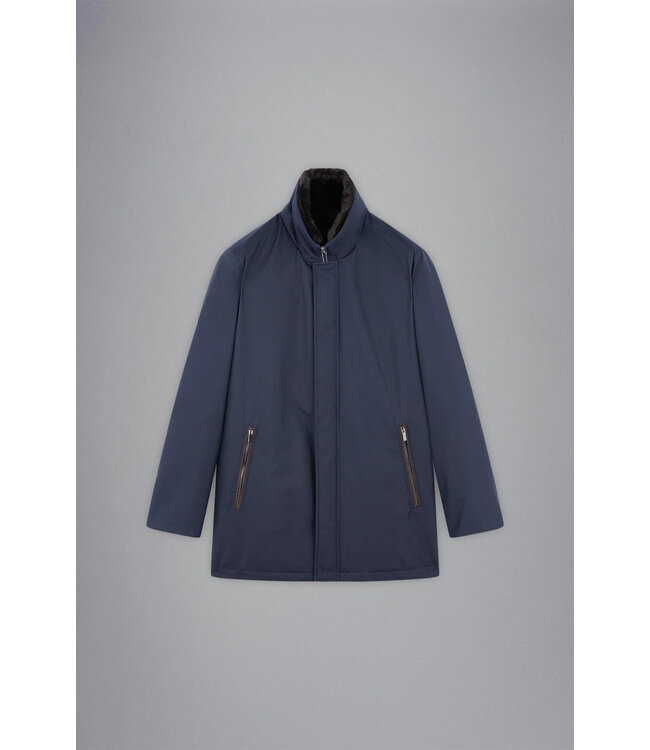 Paul & Shark Jas, Driekwart met Bruin Suede accenten, Donkerblauw