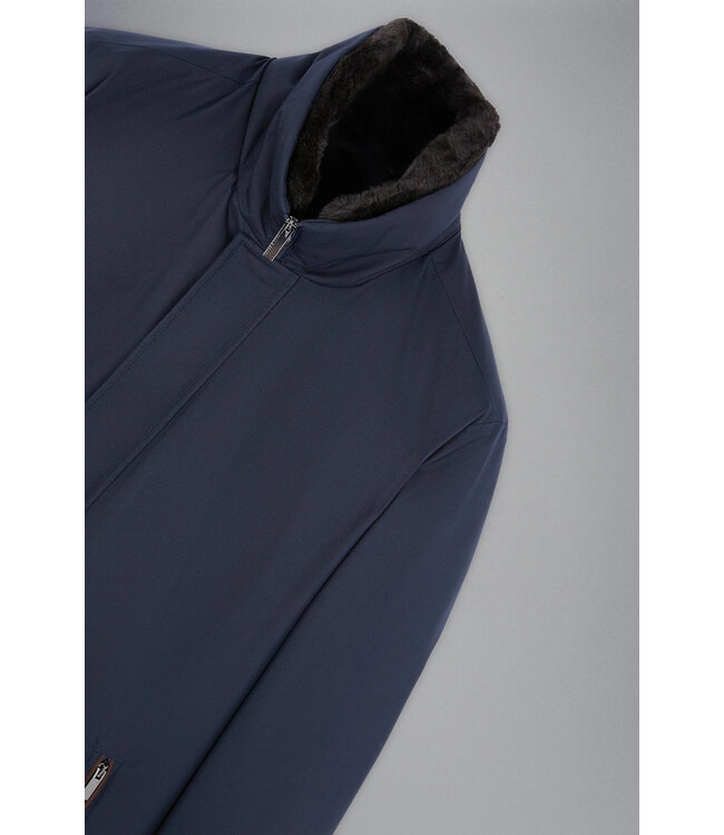 Paul & Shark Jas, Driekwart met Bruin Suede accenten, Donkerblauw