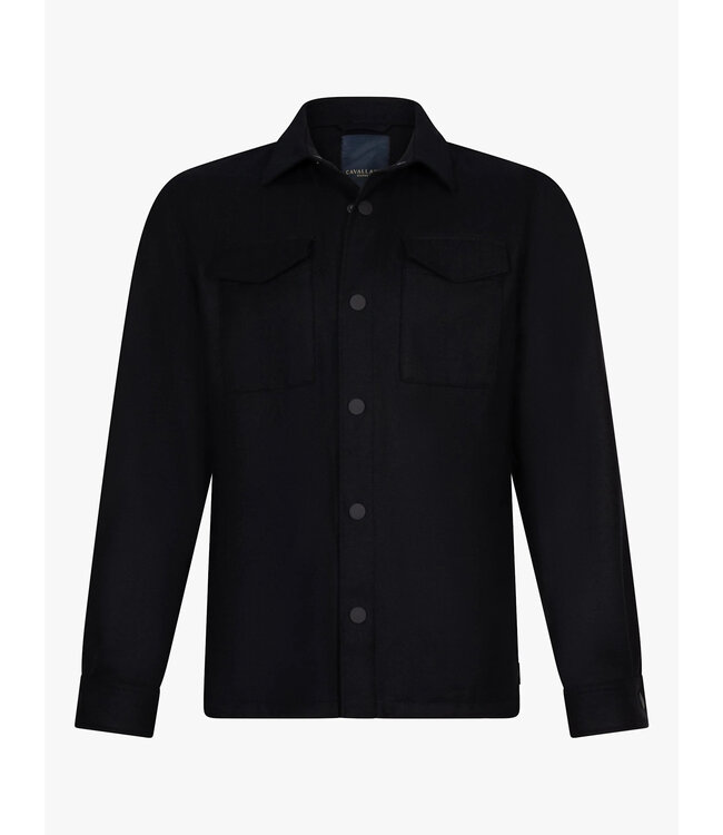 Cavallaro Napoli Overshirt met Drukknoopsluiting,  Wol-blend, Stretch, Zwart