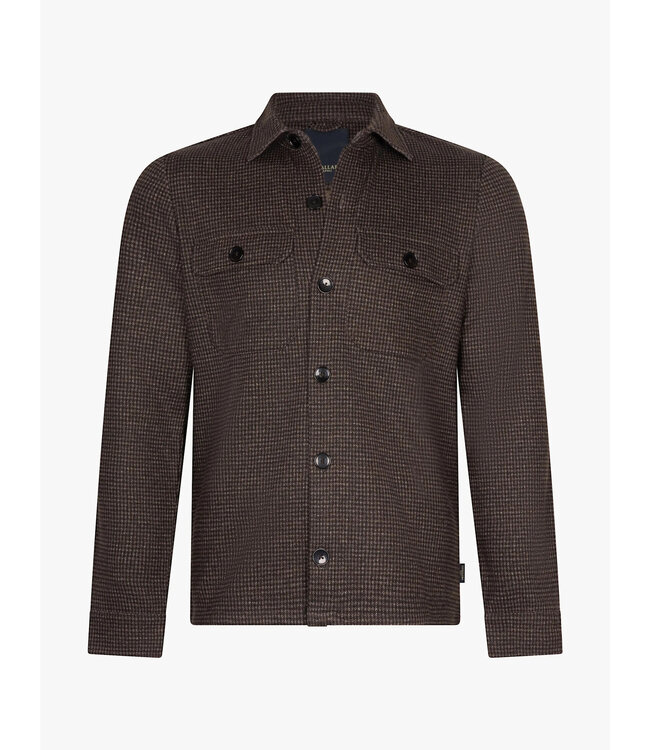 Cavallaro Napoli Overshirt met Knoopsluiting, Katoen Blend, Stretch, Bruin Gemeleerd
