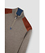 Paul & Shark Trui, Half-Zip, Wol, Bruin, Ribcord Details Burnt Orange