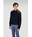 Paul & Shark Trui, Ronde Hals, Wol, Donkerblauw, Ribcord Details Okergeel