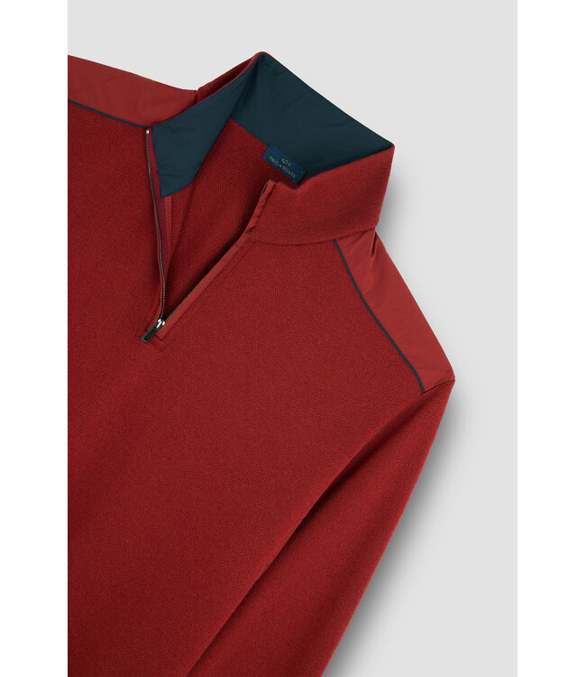 Paul & Shark Trui, Half-Zip, Soft Cool Touch Wol met Typhoon® Platinum details, Burnt Orange