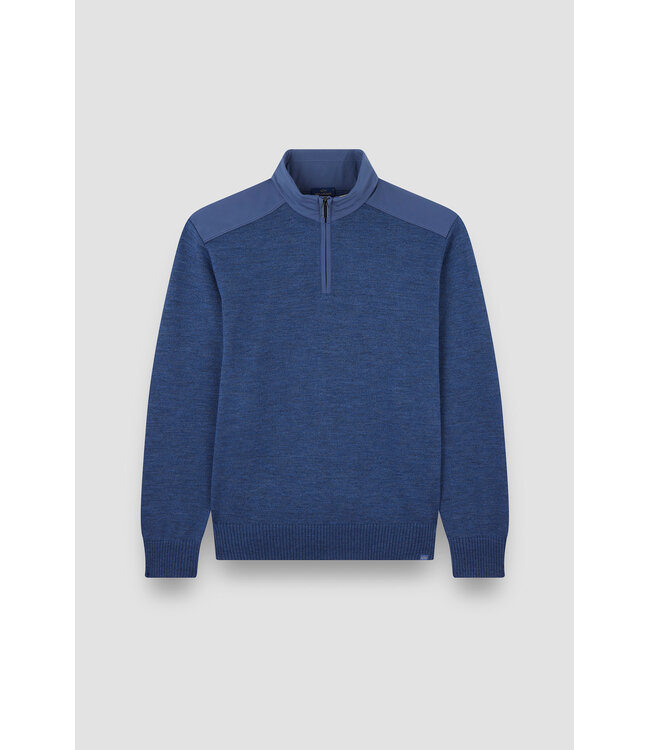 Paul & Shark Trui, Half-Zip, Typhoon RE-4x4 Stretch, Schouder Patches, Jeansblauw