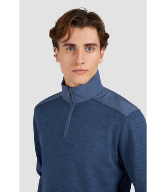 Paul & Shark Paul & Shark, Trui, Half-Zip, Typhoon RE-4x4 Stretch, Schouder Patches, Jeansblauw