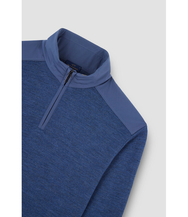 Paul & Shark Trui, Half-Zip, Typhoon RE-4x4 Stretch, Schouder Patches, Jeansblauw