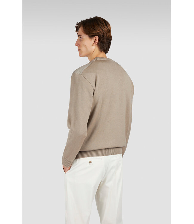 Paul & Shark Trui,  Ronde-Hals, Typhoon RE-4x4 Stretch, Schouder Patches, Beige