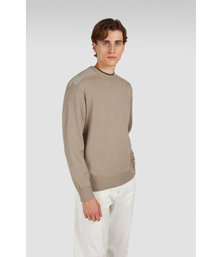 Paul & Shark Paul & Shark, Trui,  Ronde-Hals, Typhoon RE-4x4 Stretch, Schouder Patches, Beige