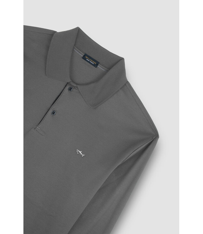 Paul & Shark Polo Shirt, Lange Mouw, Aqua Touch Katoen, Antraciet Grijs
