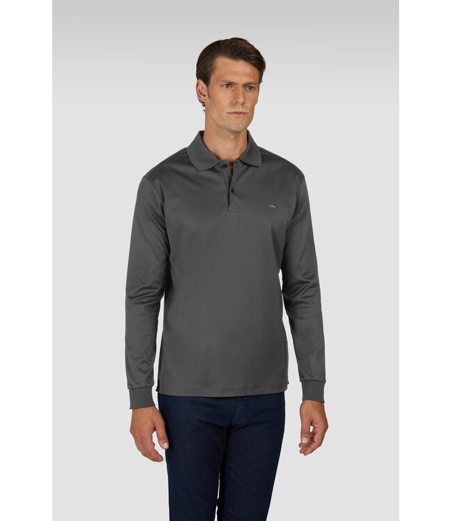 Paul & Shark Polo Shirt, Lange Mouw, Aqua Touch Katoen, Antraciet Grijs