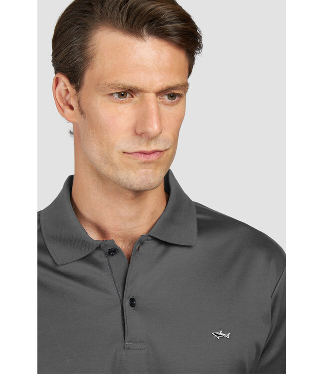 Paul & Shark Polo Shirt, Lange Mouw, Aqua Touch Katoen, Antraciet Grijs