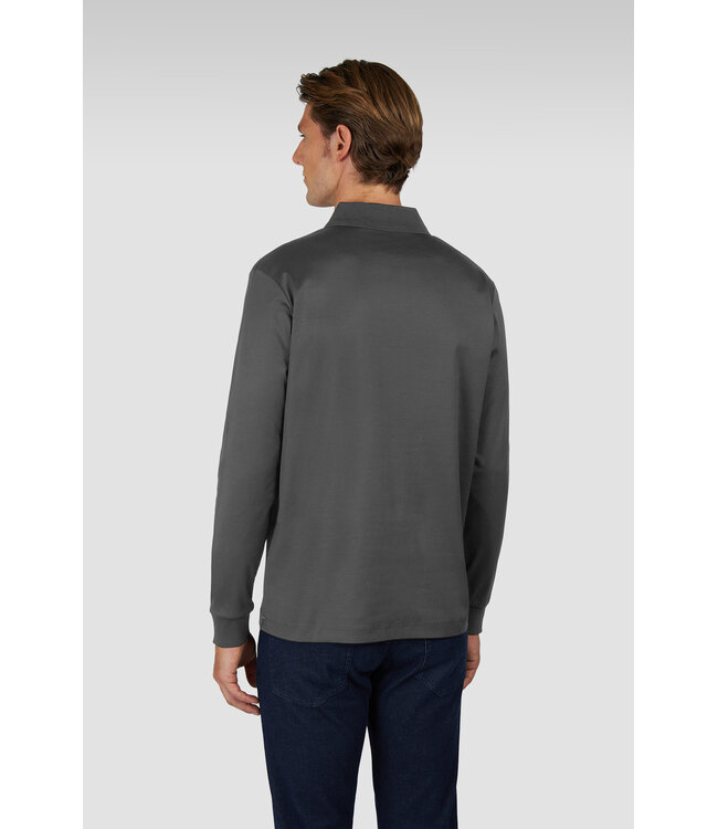 Paul & Shark Polo Shirt, Lange Mouw, Aqua Touch Katoen, Antraciet Grijs