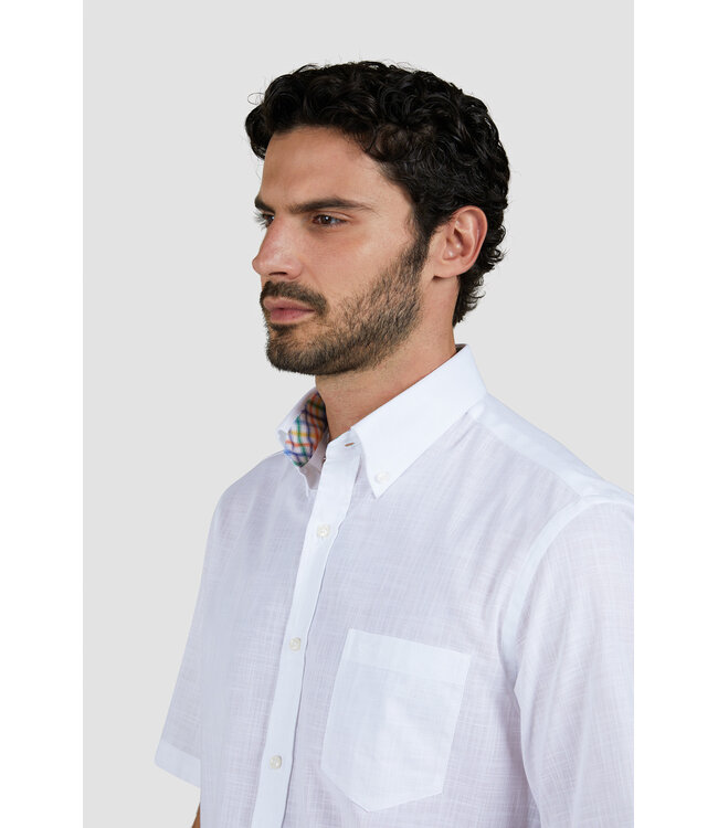 Paul & Shark Overhemd, Korte Mouw, Wit, Contrast Kraag