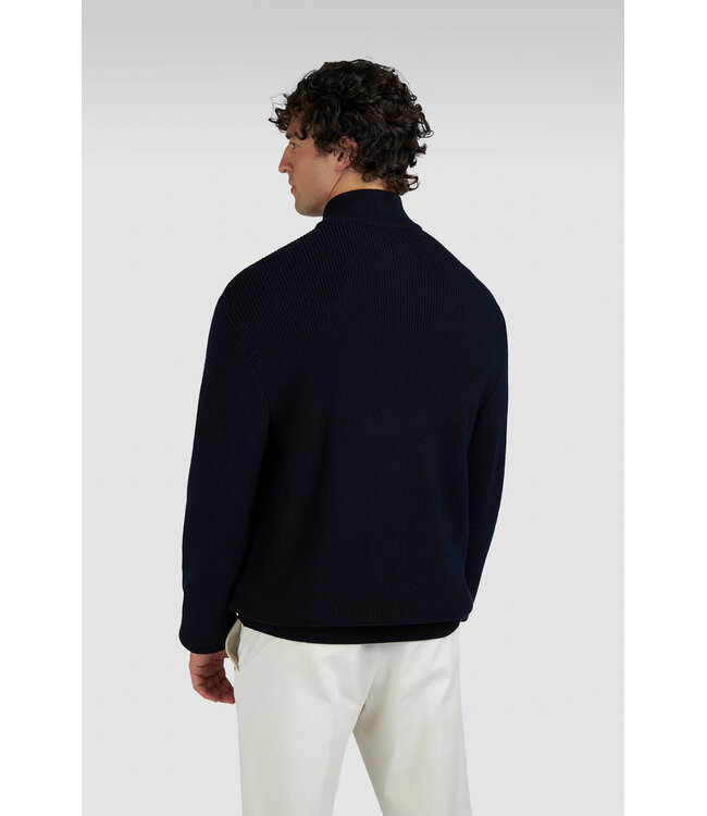 Paul & Shark Vest met Rits, Tech Wol Mix, Donkerblauw