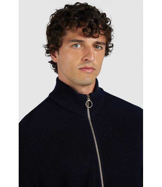 Paul & Shark Vest met Rits, Tech Wol Mix, Donkerblauw