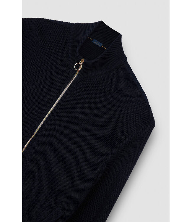 Paul & Shark Vest met Rits, Tech Wol Mix, Donkerblauw