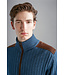 Paul & Shark Vest met Rits, Wol, Cashmere met Bruin Suede Details, Vintage Indigo