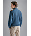 Paul & Shark Vest met Rits, Wol, Cashmere met Bruin Suede Details, Vintage Indigo
