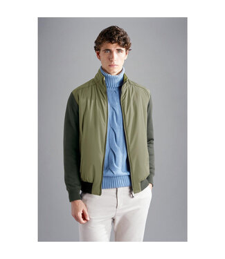 Paul & Shark Paul & Shark, Vest met Rits, Wol, Typhoon Platinum, Groen met Beige Accenten