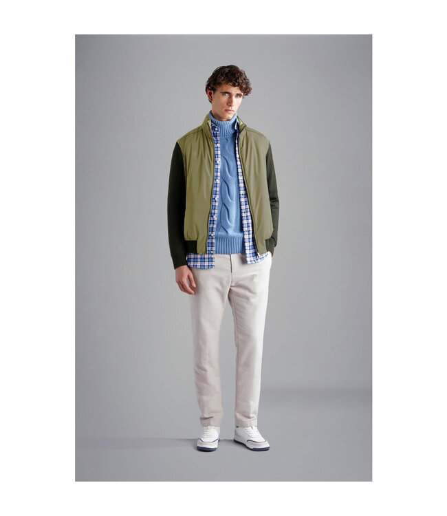 Paul & Shark Vest met Rits, Wol, Typhoon Platinum, Groen met Beige Accenten