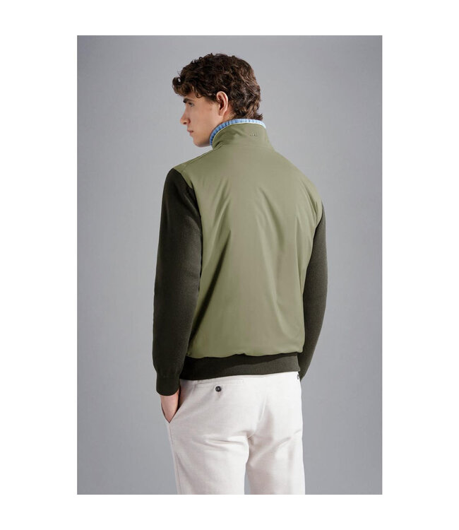 Paul & Shark Vest met Rits, Wol, Typhoon Platinum, Groen met Beige Accenten