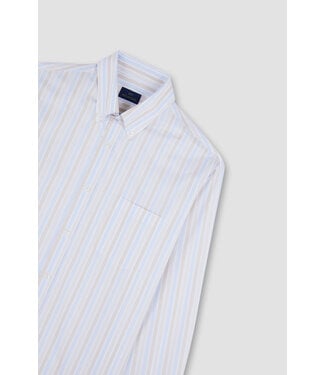 Paul & Shark Paul & Shark, Overhemd, Lange Mouw, Lichtblauw ,Wit, Beige Gestreept