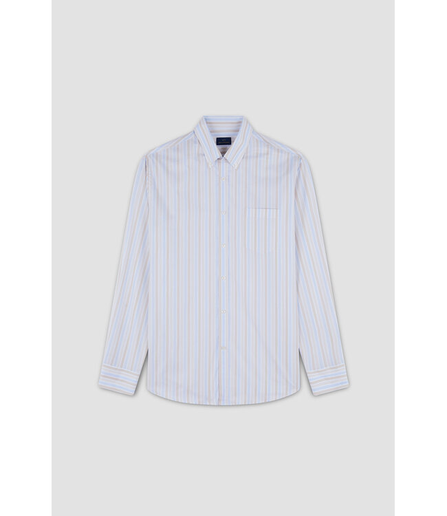 Paul & Shark Overhemd, Lange Mouw, Lichtblauw ,Wit, Beige Gestreept