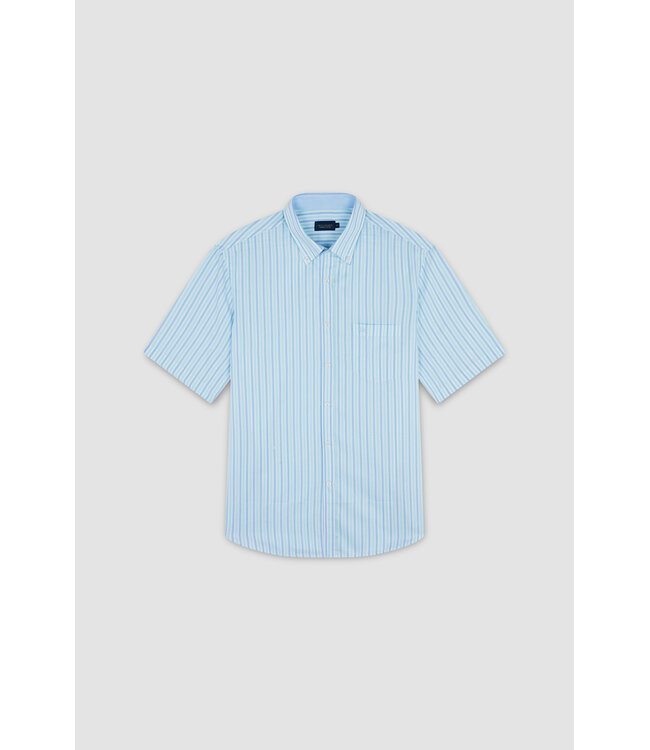 Paul & Shark Overhemd, Korte Mouw, Wit, Lichtblauw, Mintgroen, Gestreept
