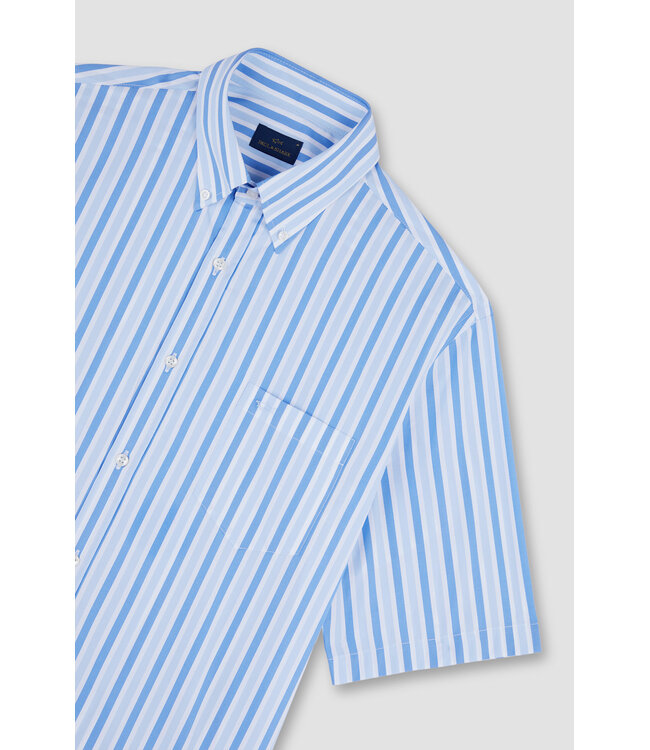 Paul & Shark Overhemd, Korte Mouw, Wit, Lichtblauw, Blauw, Gestreept