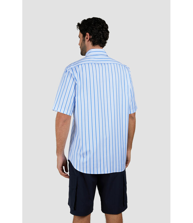 Paul & Shark Overhemd, Korte Mouw, Wit, Lichtblauw, Blauw, Gestreept