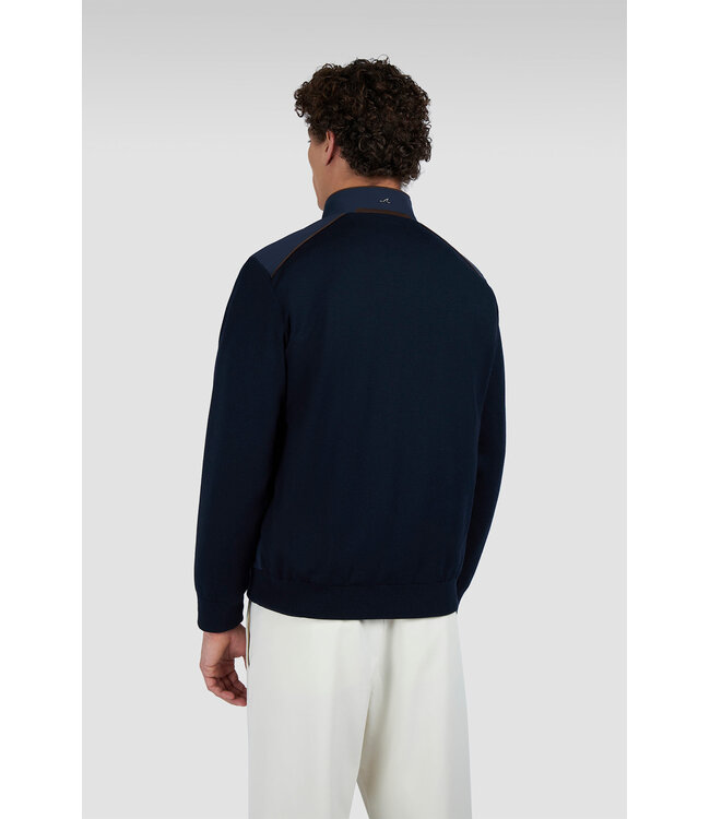 Paul & Shark Vest met Rits, Wol, Typhoon Re-4x4 Stretch Front met Suede Details, Donkerblauw