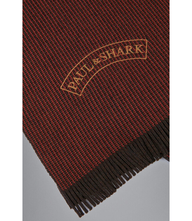 Paul & Shark Sjaal, Gebreid, Bruin Burnt Orange, Moon Logo