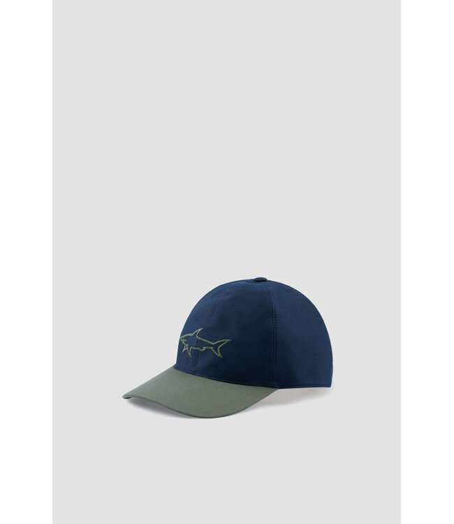 Paul & Shark Baseball Cap, Katoen, Two-Tone, Geborduurd Logo, Donkerblauw / Groen